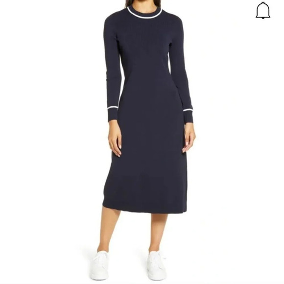 Halogen Long Sleeve Sweater Dress In Navy Night - Picture 1 of 11